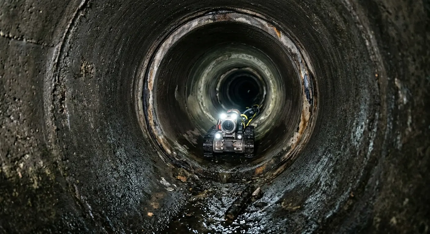 Robotic sewer camera inspecting pipe interior for Sewer Line Repair in South Orange Village